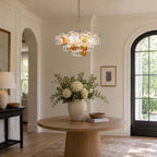 Modern Tiered Art Glass Chandelier in Entryway Foyer Interior