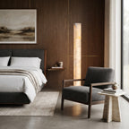 Modern Alabaster Column Floor Lamp Over Bedroom Lounge Corner