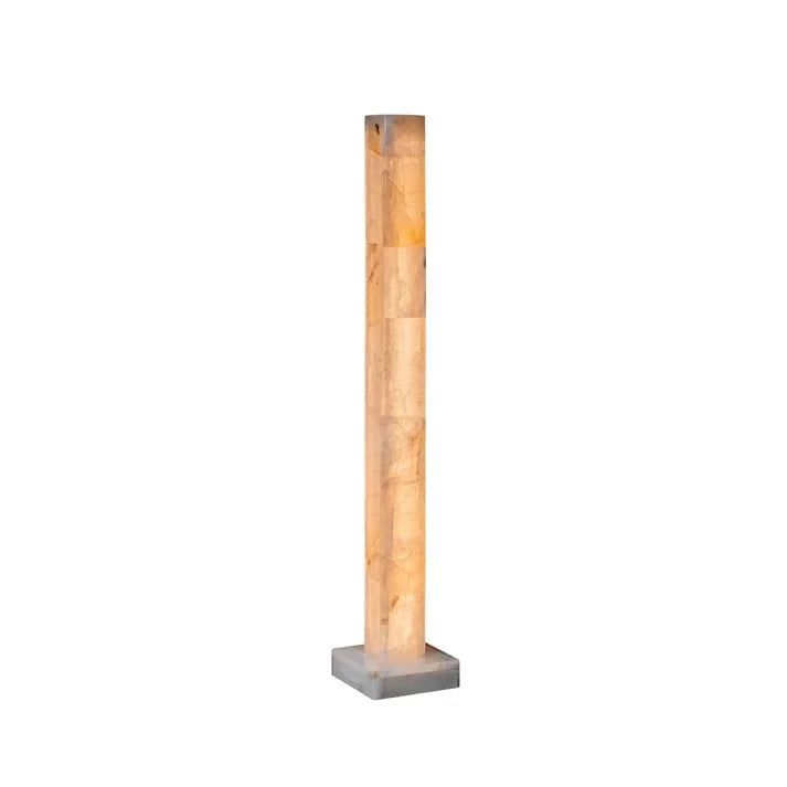 Modern Square Alabaster Column Floor Lamp on Pure White Background