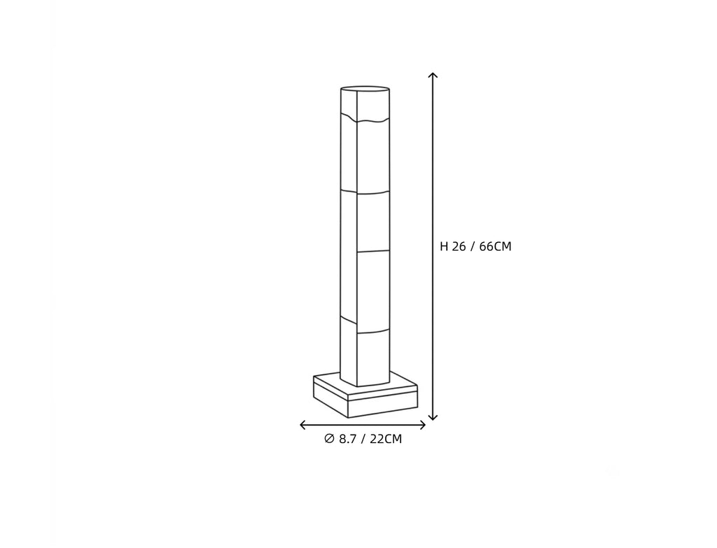 Medium Alabaster Column Floor Lamp Line Art Dimension Diagram