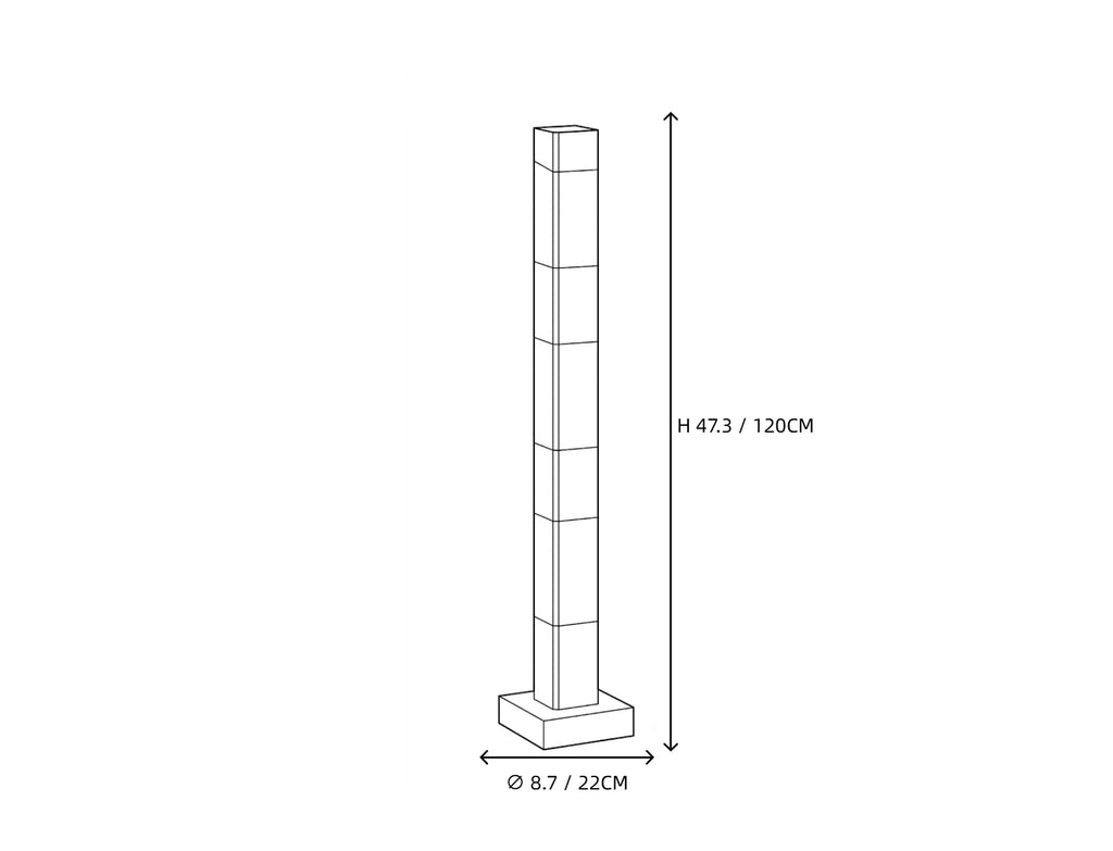 Tall Alabaster Column Floor Lamp Line Art Dimension Diagram