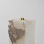 Close Up View of Top Alabaster Stone Texture and Brass Hardware