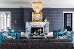 Modern Feather Wave Art Glass Square Chandelier in Formal Living Room