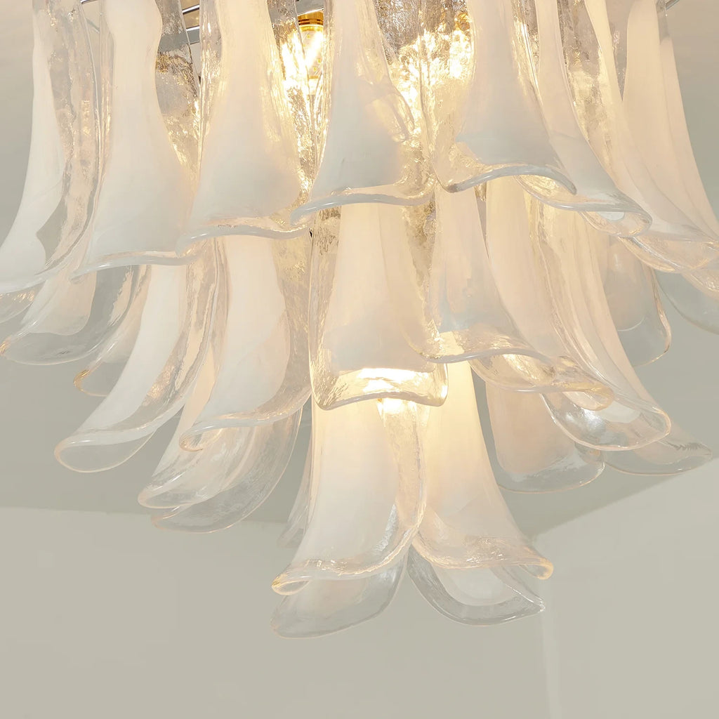 Close Up View of Feather Wave Art Glass Petals Texture and Details