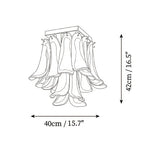 Modern Small Feather Wave Art Glass Square Chandelier Line Art Dimension Diagram