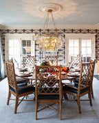 Modern Square Tiered Art Glass Chandelier in Cozy Dining Area