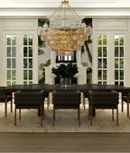 Modern Square Tiered Art Glass Chandelier in Luxury Dining Space
