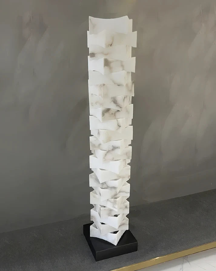 Stacked Alabaster Column Floor Lamp Studio Display