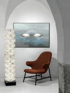Geometric Alabaster Column Light in Modern Archway Nook