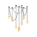 Modern Multi-Light Spider Art Glass Chandelier with Black Hardware on Pure White Background