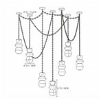 Modern 8-Light Spider Chandelier Line Art Dimension Diagram