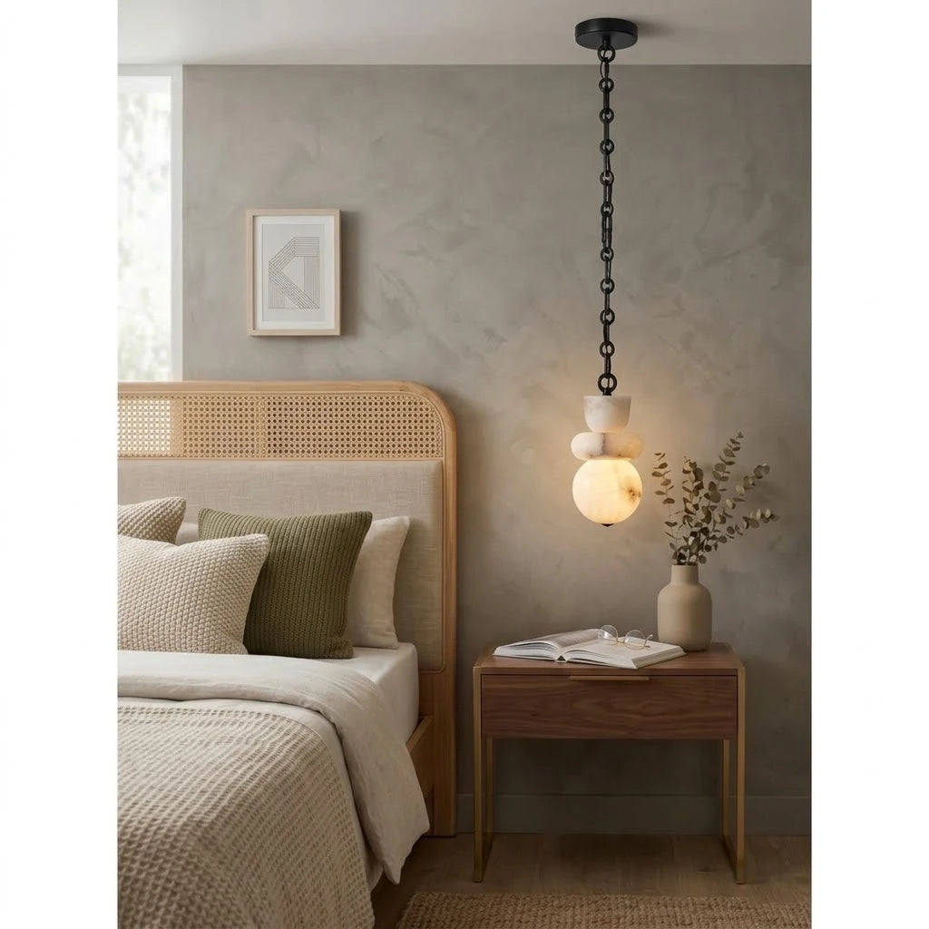 Modern Art Glass Pendant Light in Master Bedroom Setting