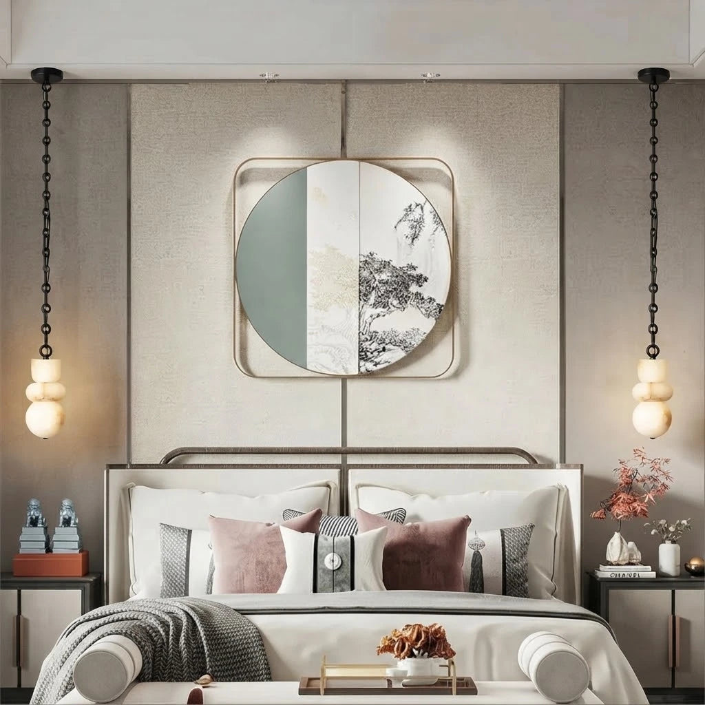 Modern Art Glass Pendant Lights in Modern Bedroom