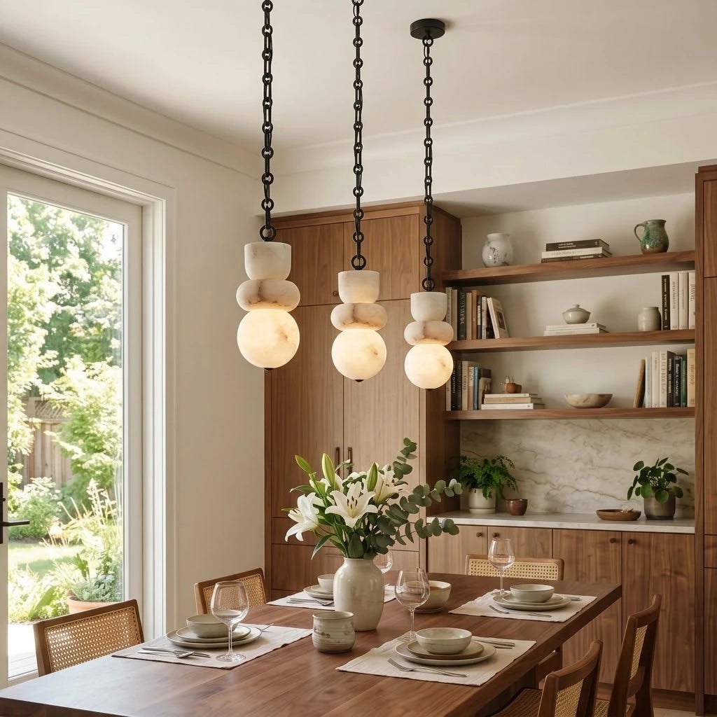 Modern Multi-Light Spider Chandelier in Spacious Dining Room