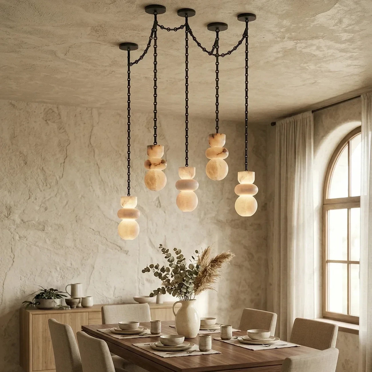 Modern Art Glass Pendant Light in Library and Reading Room