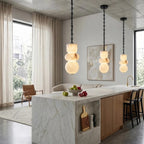 Modern Multi-Light Spider Chandelier Over Kitchen Island and Dining Area