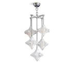 Modern Vertical Diamond Art Glass Chandelier with Silver Canopy on Pure White Background