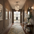 Modern Diamond Art Glass Chandelier Along Hallway Corridor