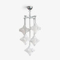 Illuminated Modern Vertical Diamond Art Glass Chandelier Studio Shot