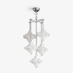 Illuminated Modern Vertical Diamond Art Glass Chandelier Studio Shot