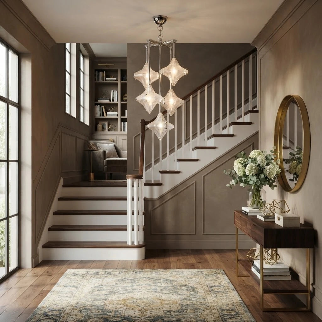 Modern Diamond Art Glass Chandelier in Grand Foyer