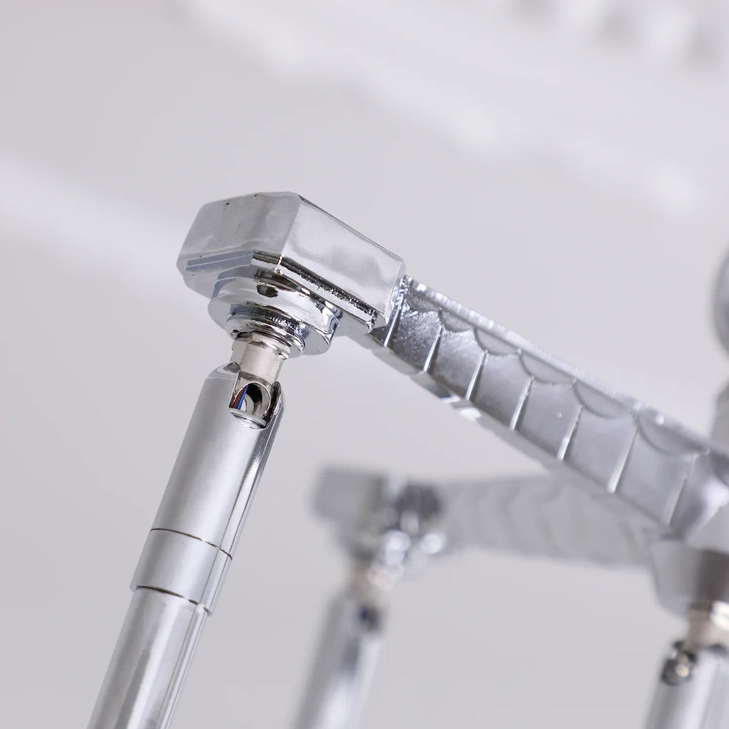 Close Up View of Silver Metal Frame and Connector Structure
