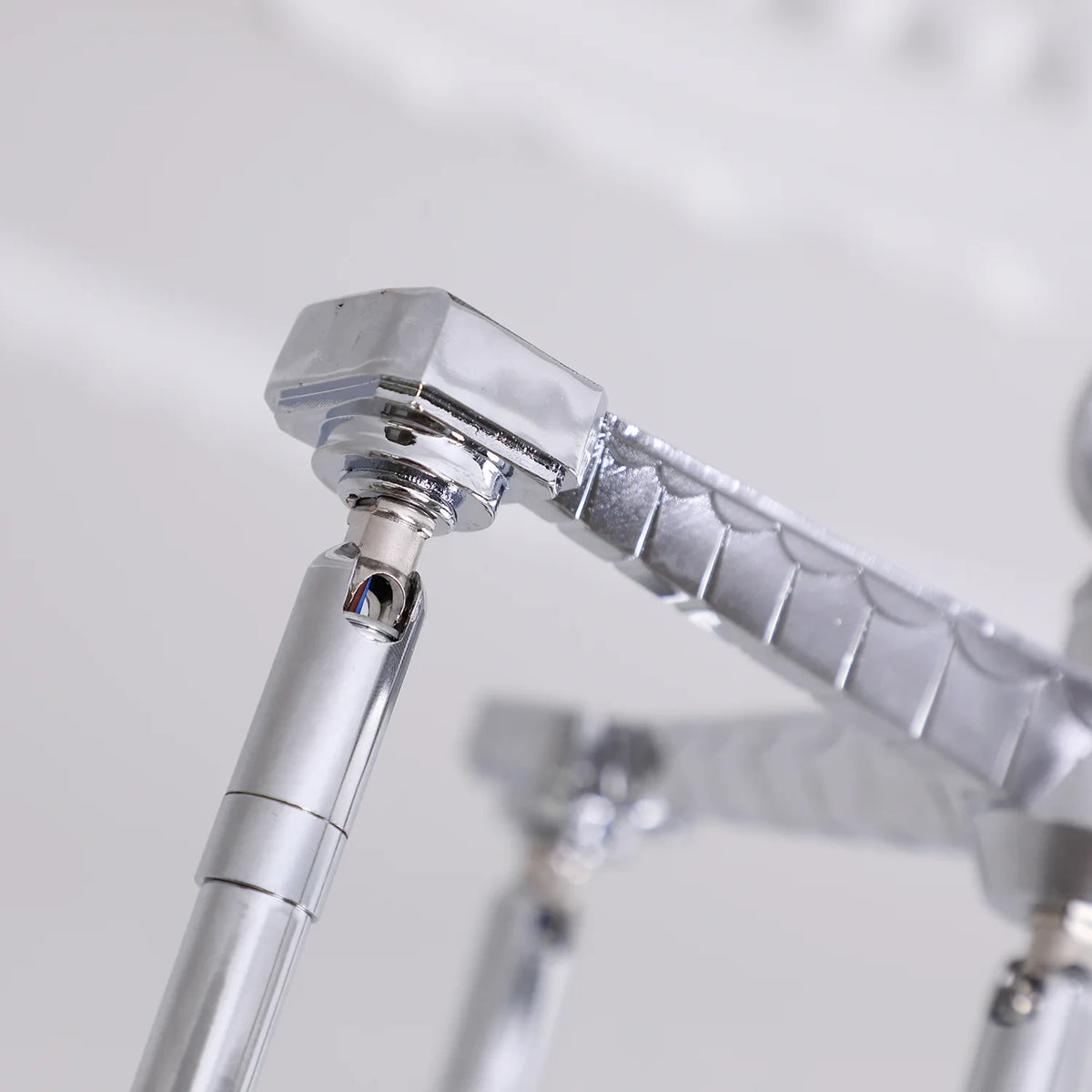 Close Up View of Silver Metal Frame and Connector Structure