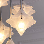 Close Up View of Multi-Tier Diamond Glass Shades and Internal Bulbs Structure