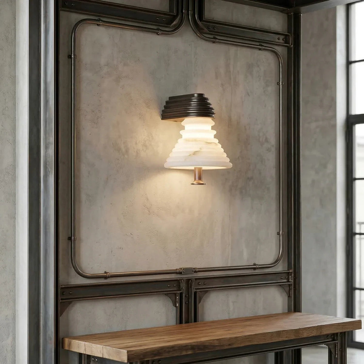 Strata Ribbed Alabaster Wall Sconce