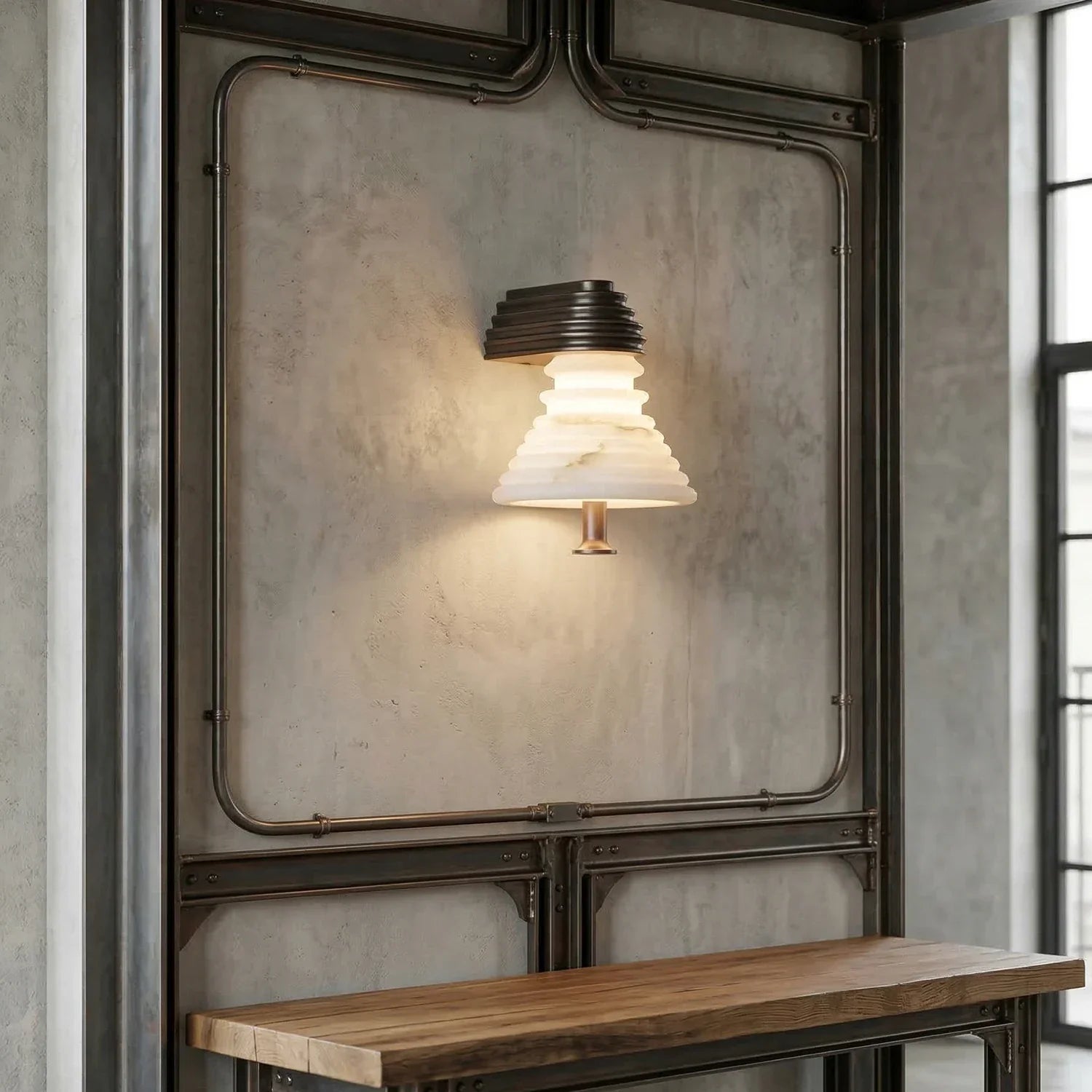 Strata Ribbed Alabaster Wall Sconce