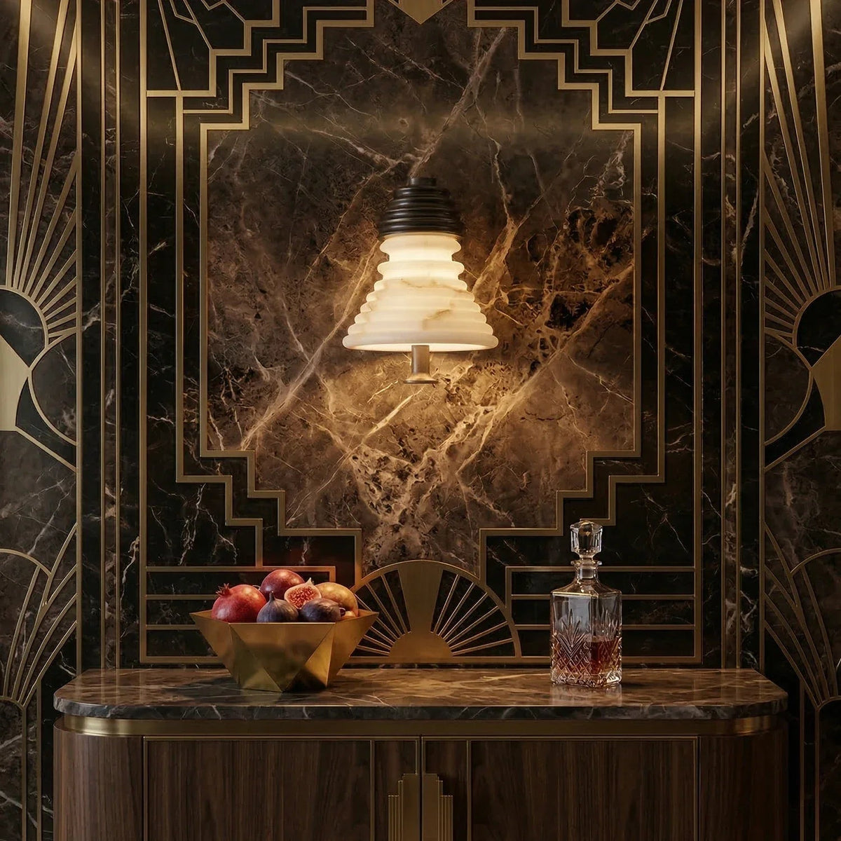 Strata Ribbed Alabaster Wall Sconce
