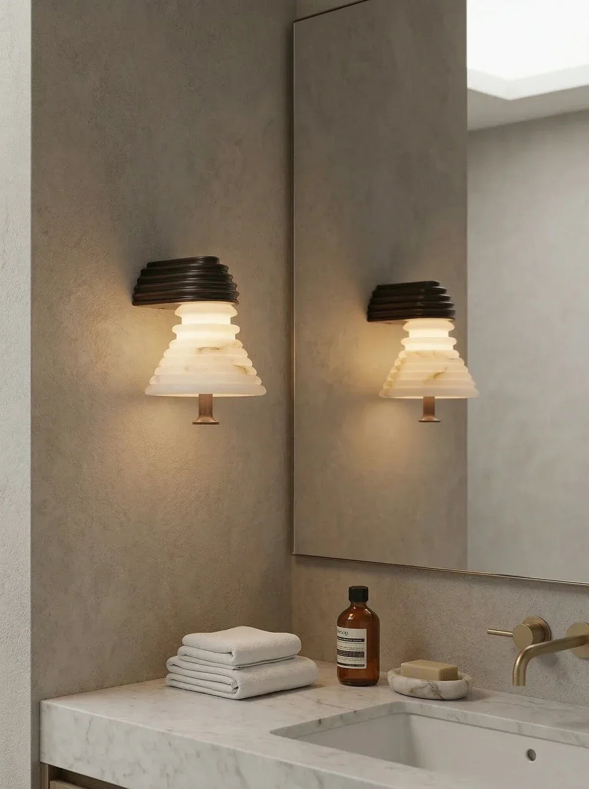 Strata Ribbed Alabaster Wall Sconce