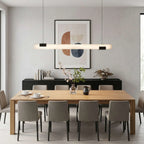 Modern Alabaster Art Glass Linear Pendant in Dining Space Interior
