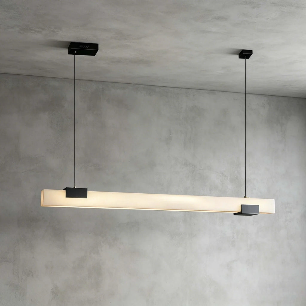 Illuminated Modern Linear Alabaster Pendant Light Studio Shot