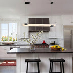 Modern Alabaster Art Glass Linear Pendant Over Kitchen Island