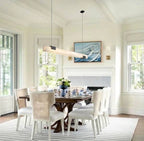 Modern Alabaster Art Glass Linear Pendant in Bright Dining Area