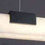 Detail View of Black Metal Hardware and Alabaster Pendant Light Connection