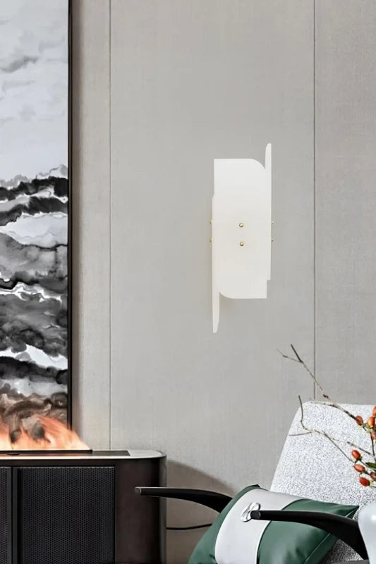 Modern Art Glass Wall Sconce in Contemporary Living Room