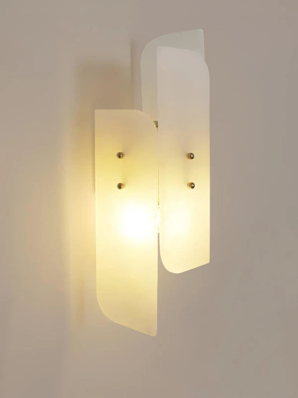 Illuminated Modern Interlocking Art Glass Wall Sconce Studio Shot