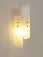 Illuminated Modern Interlocking Art Glass Wall Sconce Studio Shot