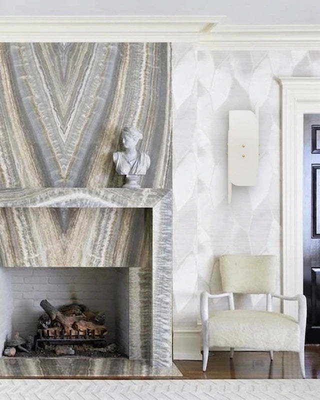 Modern Interlocking Wall Sconce Over Fireplace Setting