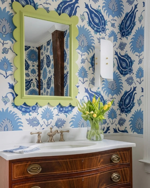 Modern Art Glass Wall Sconce in Bathroom Interior