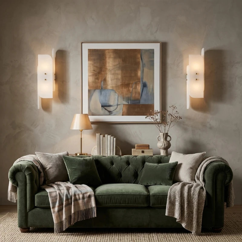 Modern Interlocking Art Glass Wall Sconces in Living Room