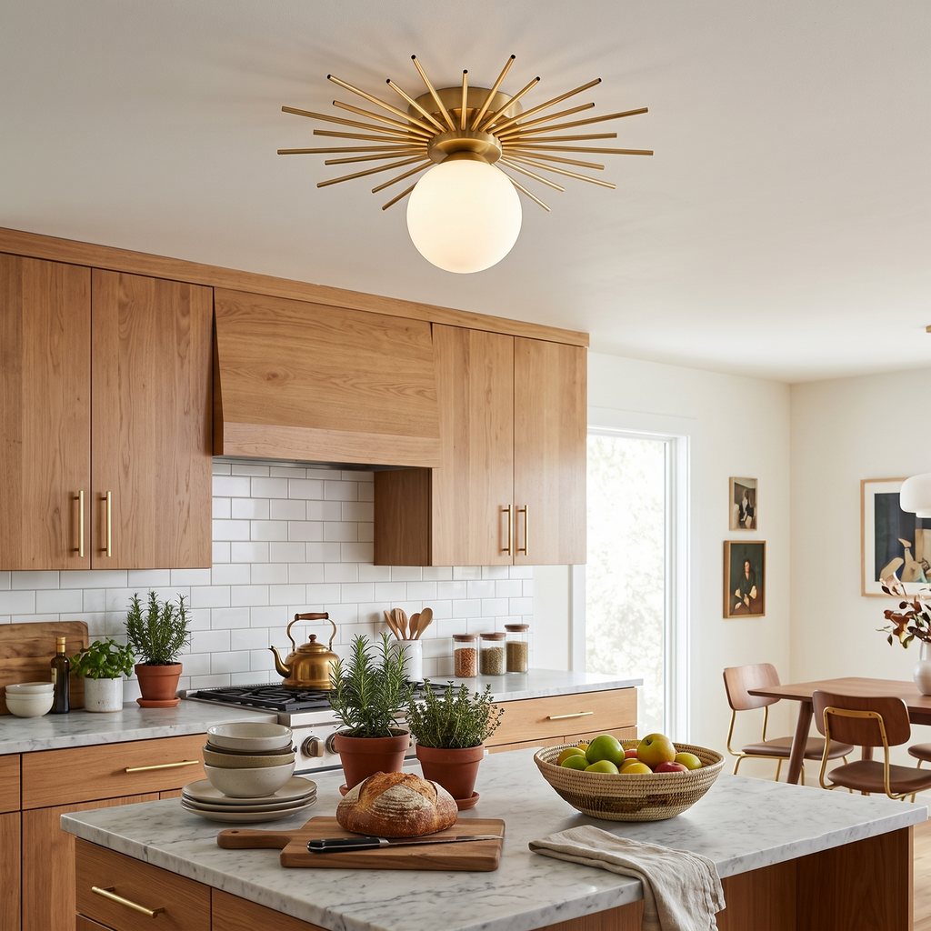 Sunburst Brass Flush Mount