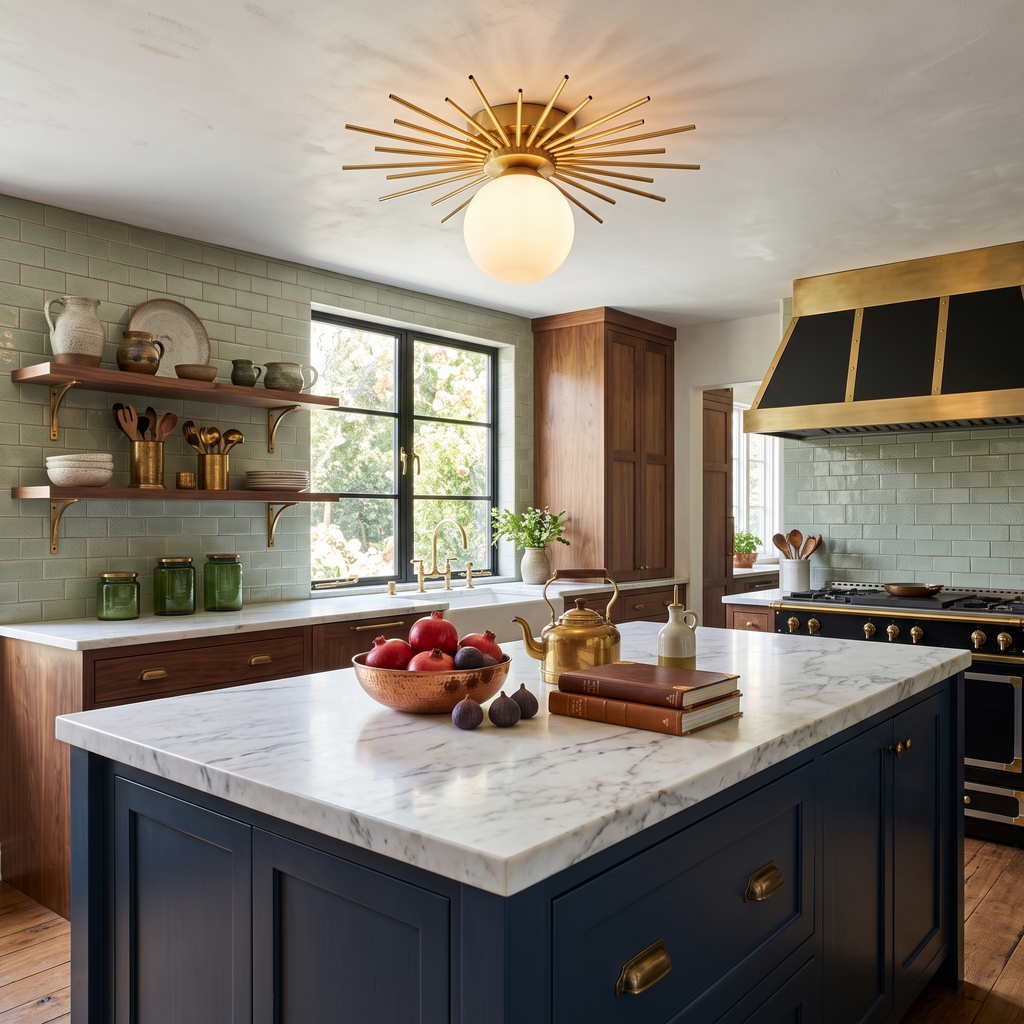 Sunburst Brass Flush Mount