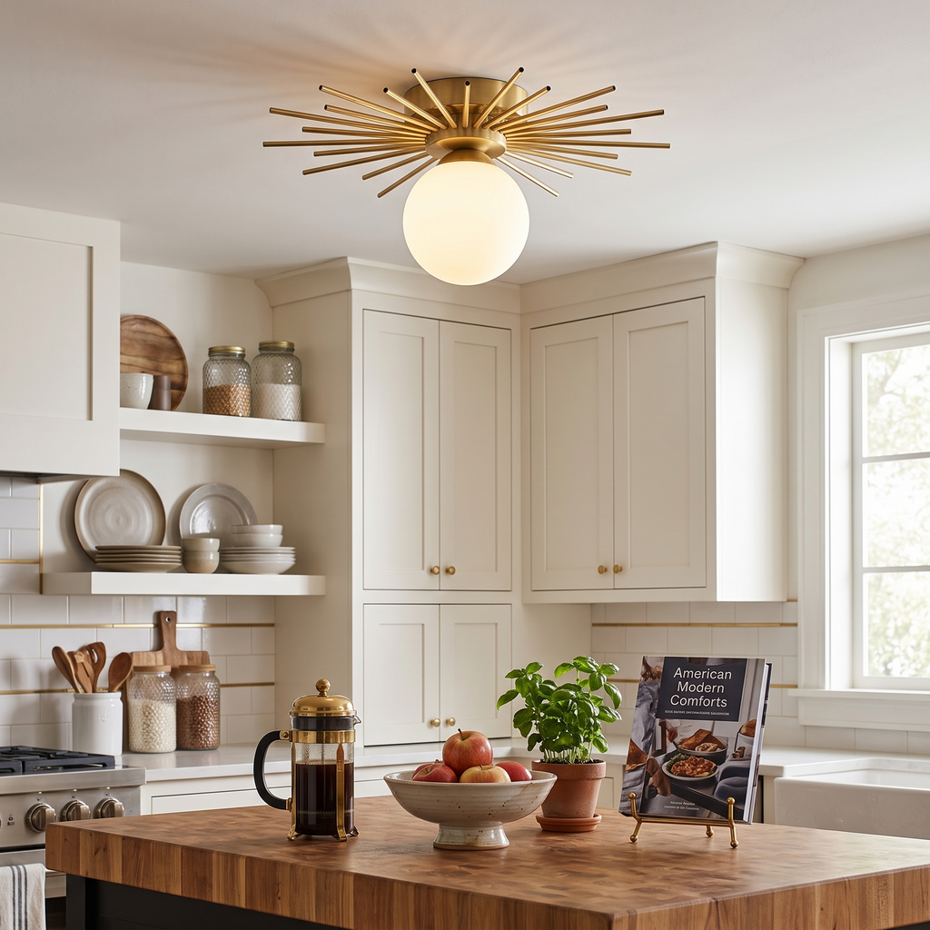 Sunburst Brass Flush Mount