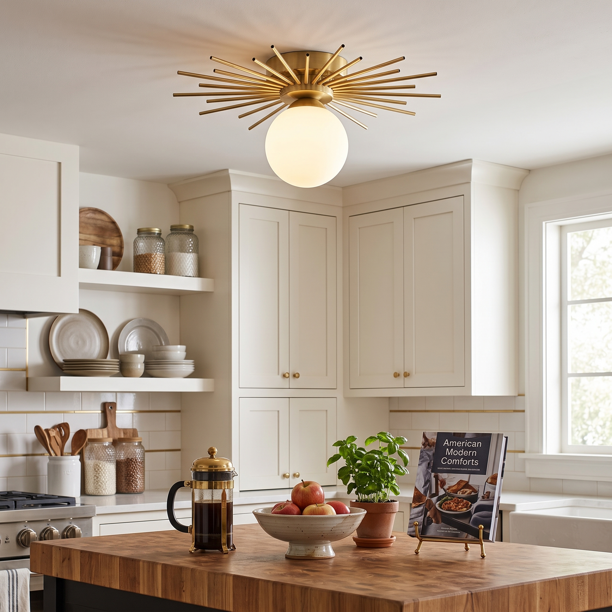 Sunburst Brass Flush Mount