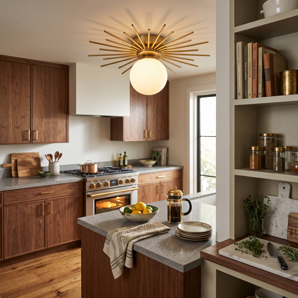 Sunburst Brass Flush Mount