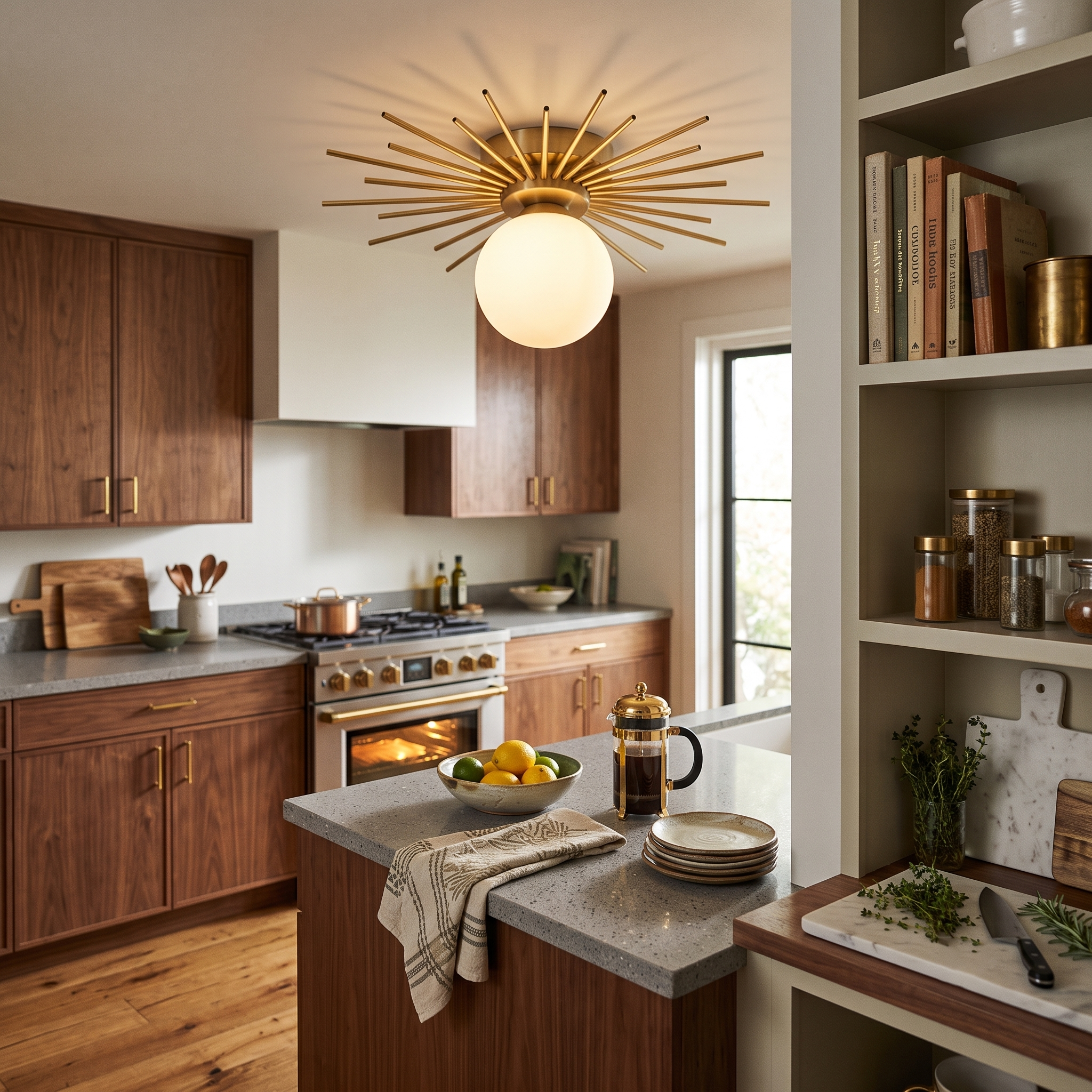 Sunburst Brass Flush Mount