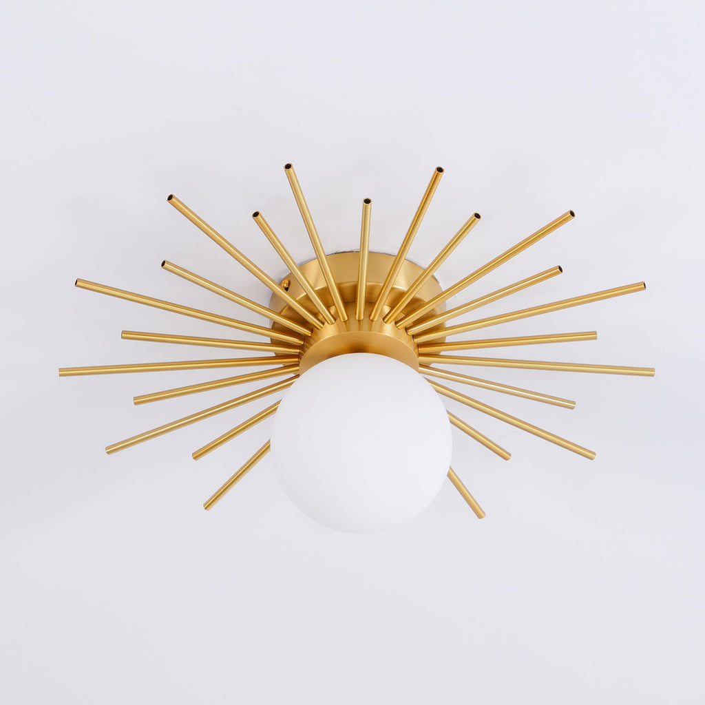 Sunburst Brass Flush Mount